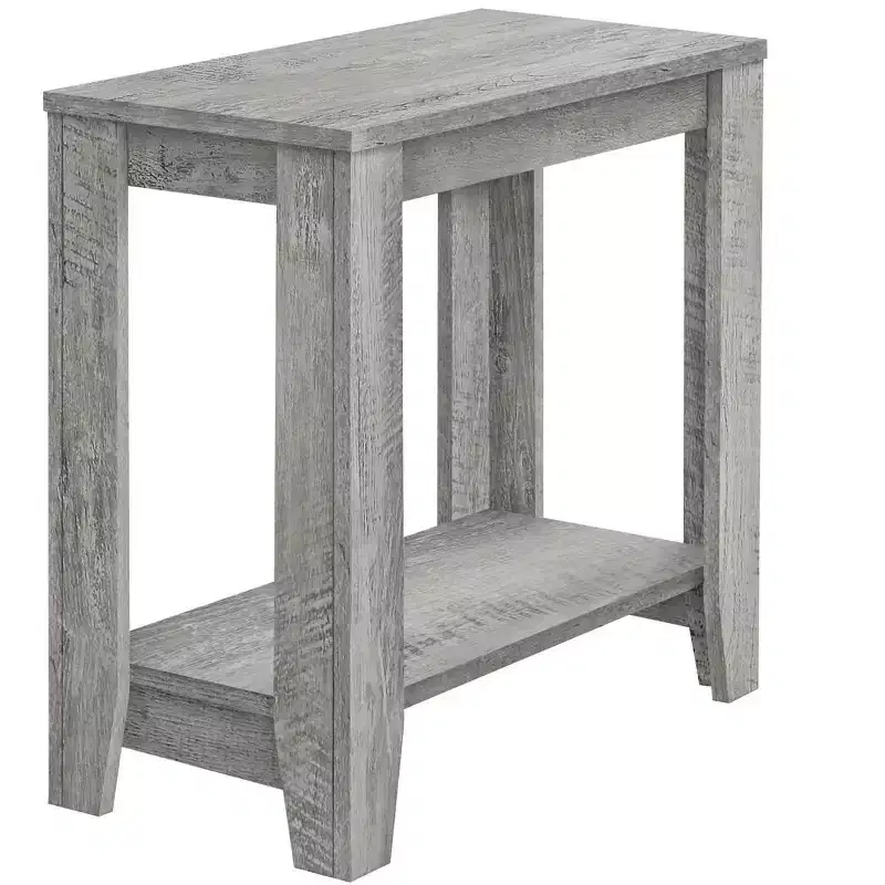 Gray Wood End Table With Shelf