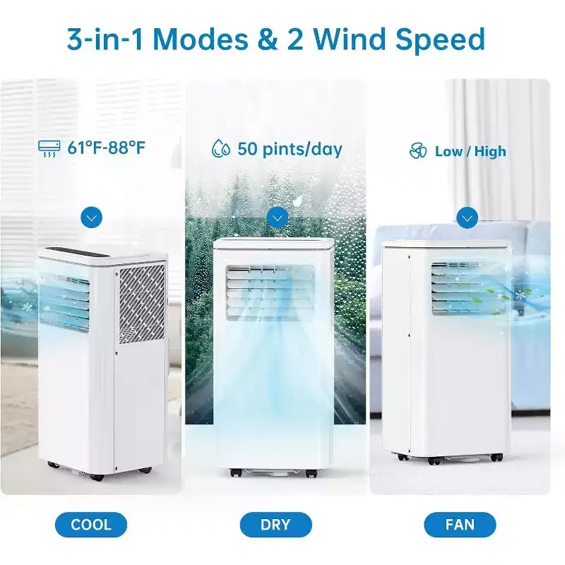 8000 BTU Portable Air Conditioner,Quiet Portable Cooling AC Up to 450 Sq.Ft.