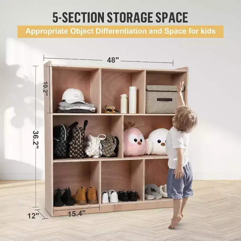 8-Section Mobile Cubby Storage Cabinet for Kids