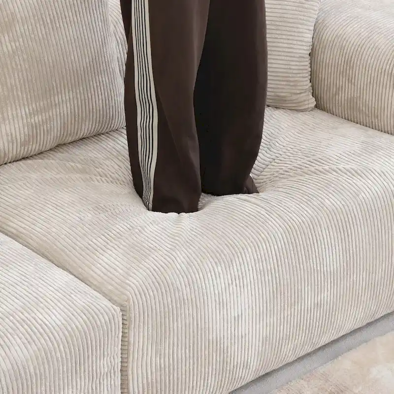 Modern Sectional Couch Sofa with 5 Pillows, Luxurious Modular Sectional Couch with Chaise Ottoman