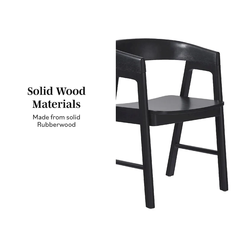 Modern Solid Wood Rounded Back Dining Chair with Armrests, Set of 2