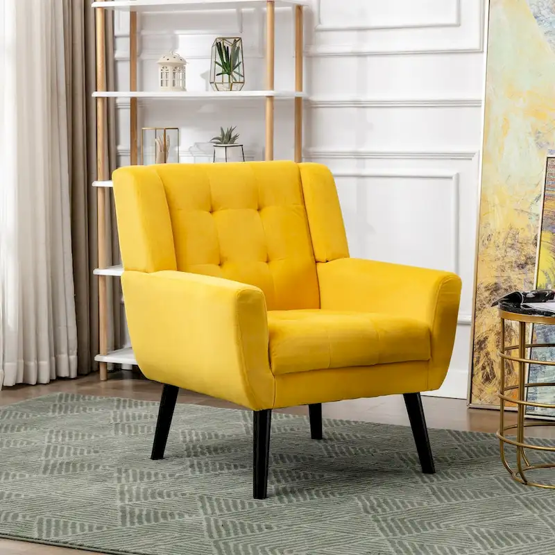 Modern Soft Velvet Ergonomics Accent Chair Living Room Chair Bedroom Chair Home Chair With Black Legs