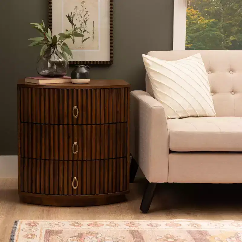 Powell Chantel 3 Drawer Nightstand Walnut