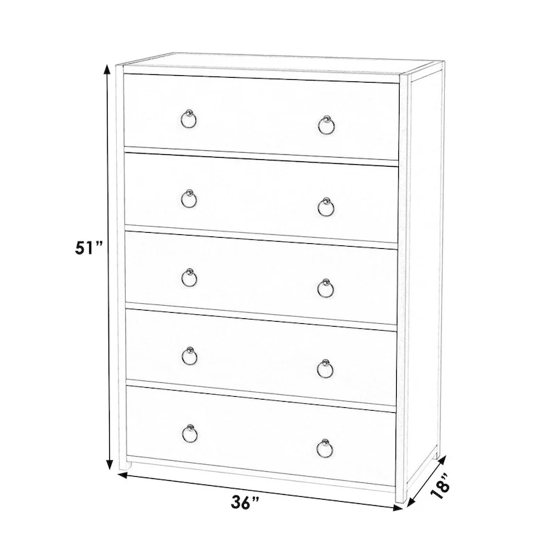 5-Drawer Dresser in Acacia Wood