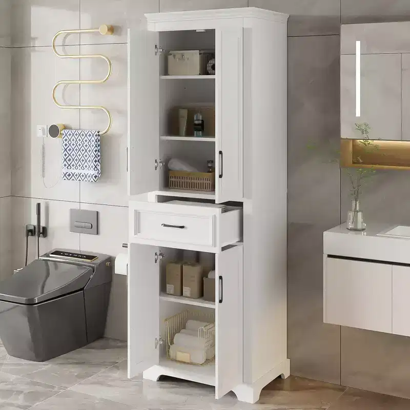 70.8 Tall Bathroom Storage Cabinet, Freestanding Floor Storage Cabinet With Drawer & Adjustable Shelves, Kitchen Pantry Storage Cabinet