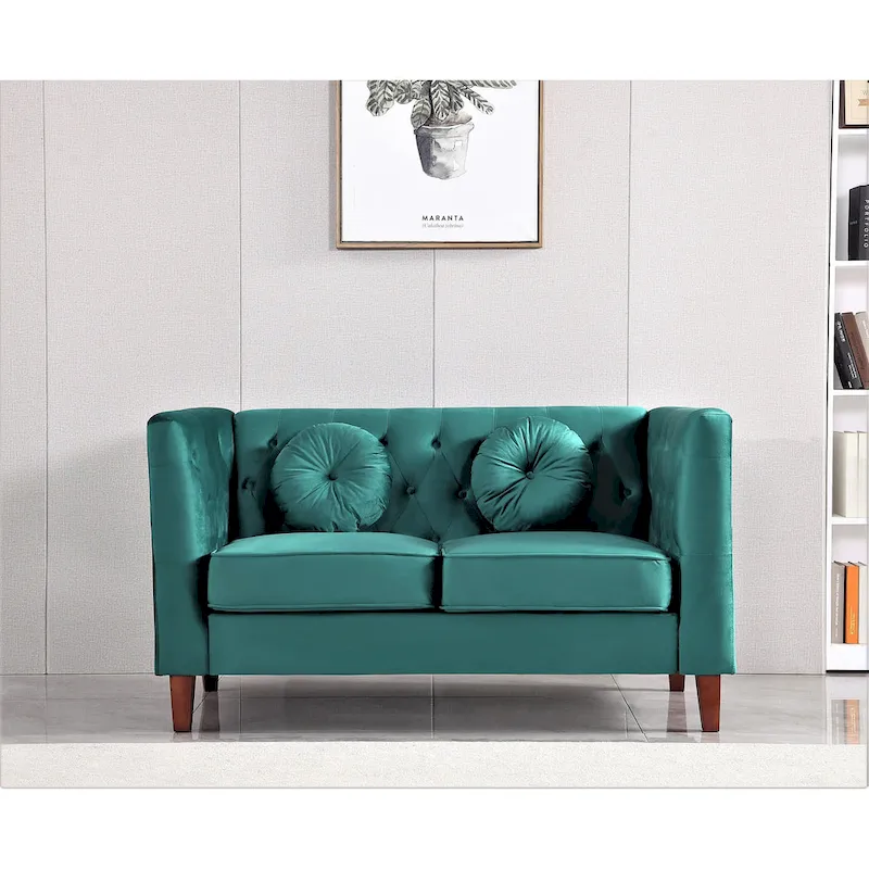 US PRIDE FURNITURE Velvet Classic Chesterfield 2 pieces Living Room Sets, Sofa and Lovesat