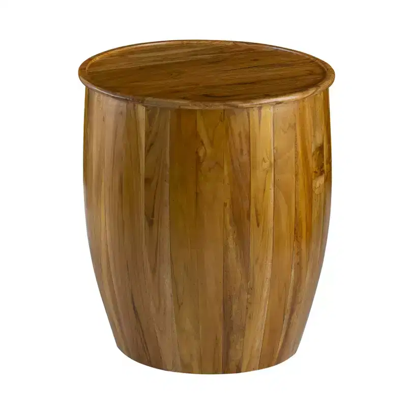 Drum Side Table with Tray Style Top 22x22x25