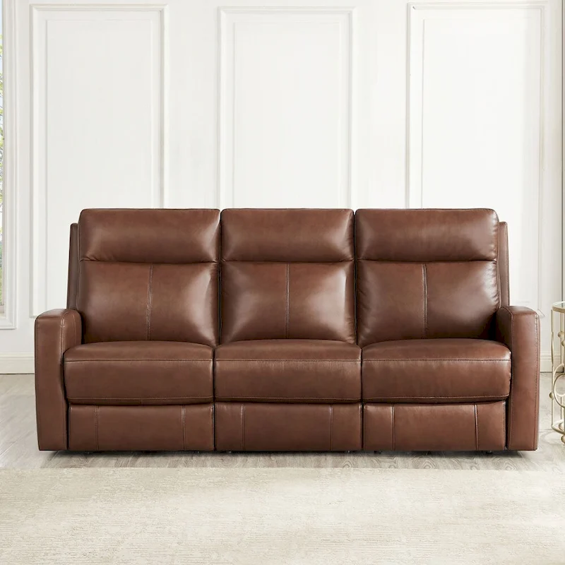 Hydeline Vienna Zero Gravity Power Recline and Headrest Top Grain Leather Sofa