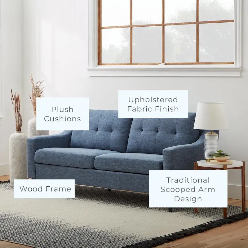 Brookside Ellen 75 Upholstered Scooped Arm Sofa