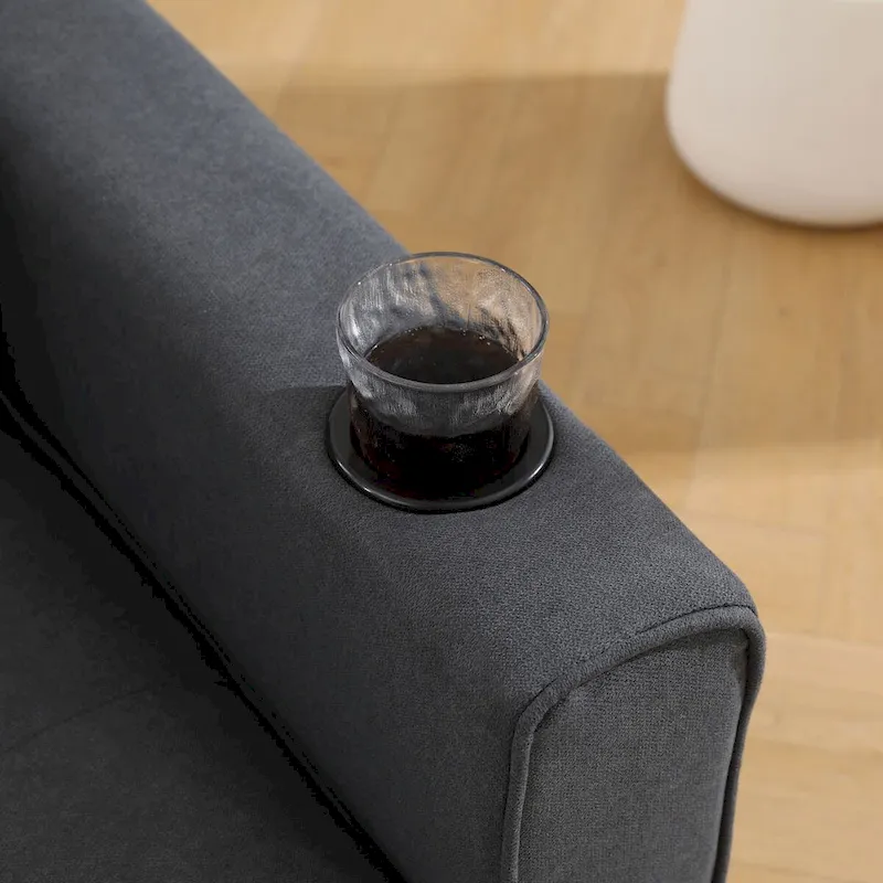 Oaks Aura Upholstered Futon Sofa with Pull-Out Sleeper Couch, Muticolour Choice Foldable Tufted Loveseat With Cup Holder