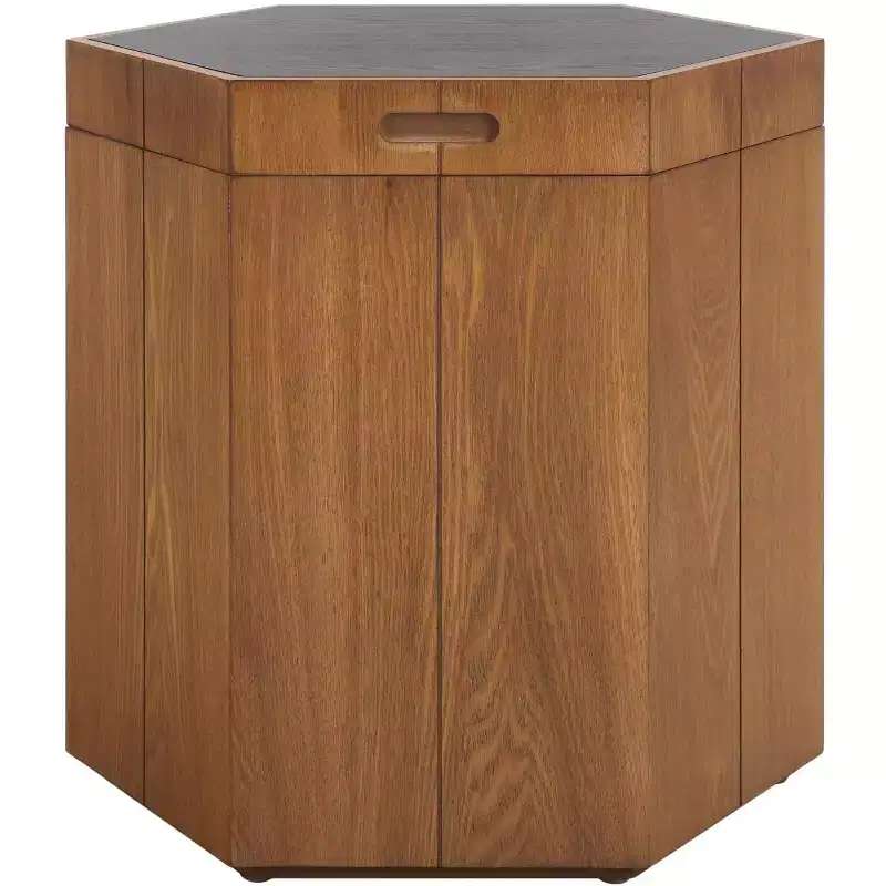 Hexagonal tray storage side table