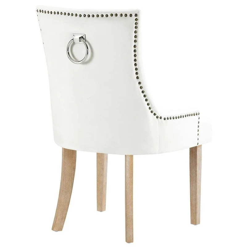 Tufted Velvet Upholstered Dining Chair With Nailhead Trim in Black