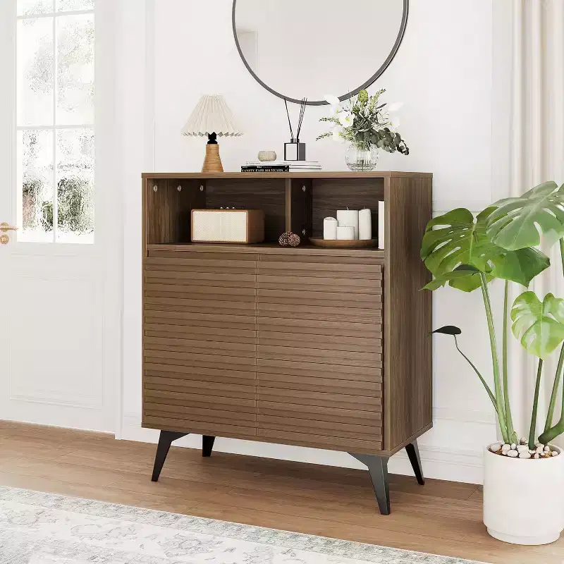 Gustowave Recessed Storage Cabinet, Sideboard With Storage And Adjustable Shelves