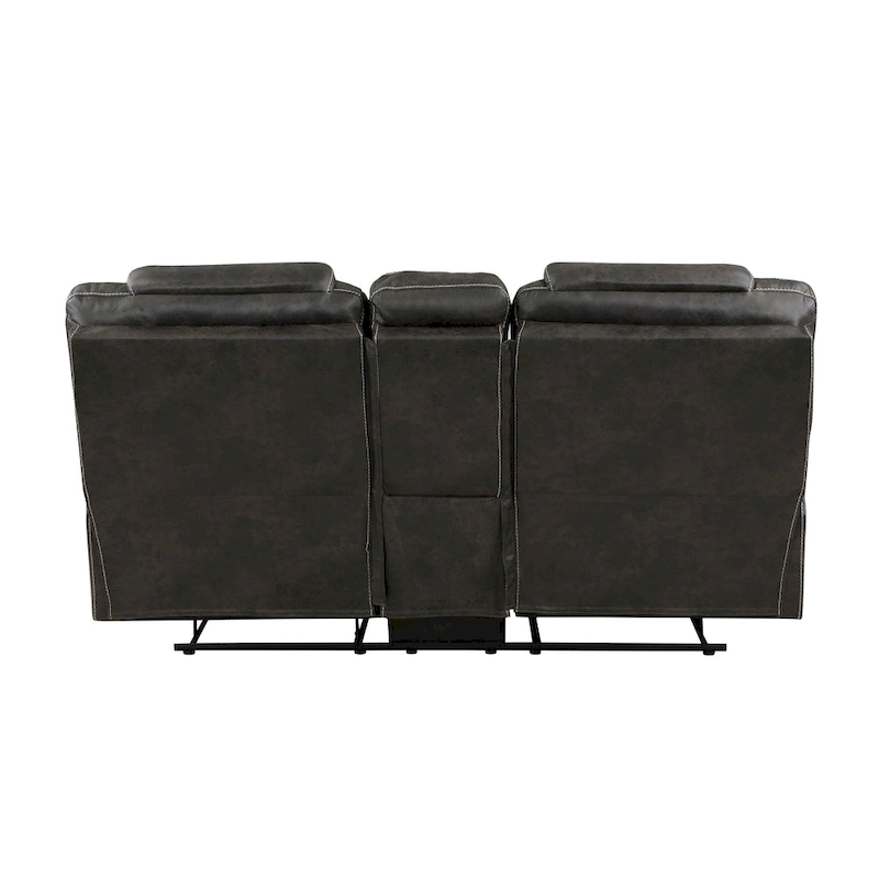 Lily 75 Inch Double Manual Recliner Loveseat, Cupholders, Brown Microfiber