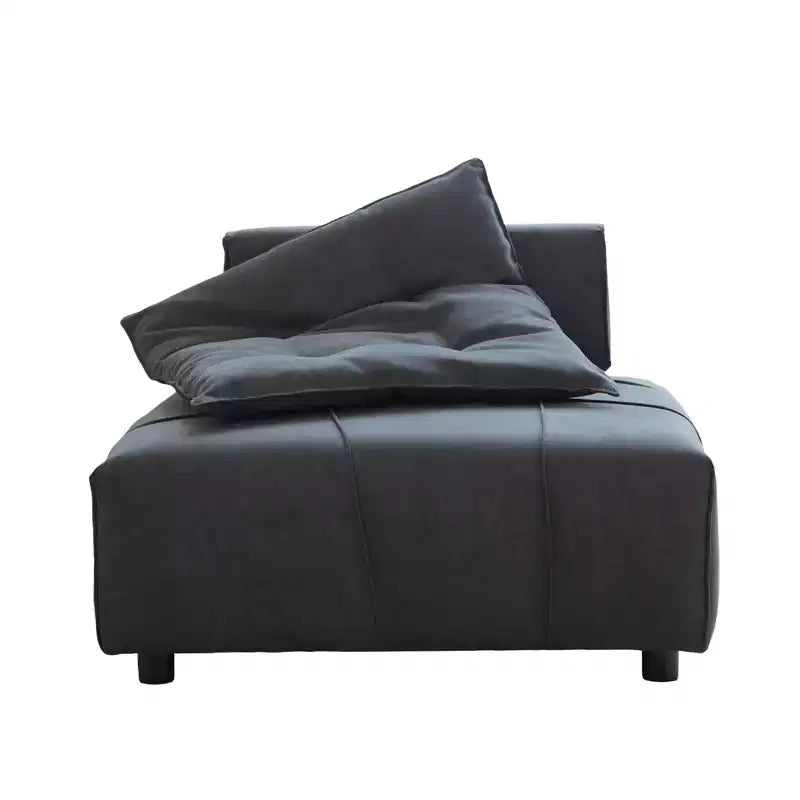 Modular Sectional Single Sofa with Removable Back Space Saving 35D High-Density Sponge Leather for Living Room Home Office, Dark Gray