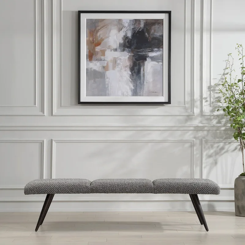 Uttermost Bowtie Charcoal Fabric Bench - 18 H X 72.5 W X 20 D