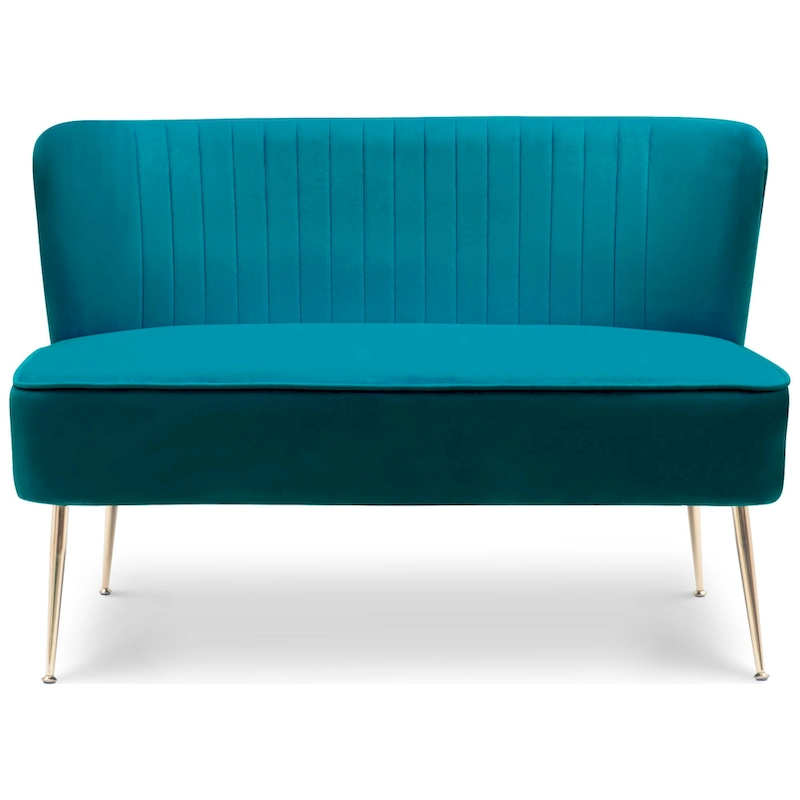 Farrah Upholstered Velvet Polyester 46 Wide Loveseat - Armless/ Scalloped Back