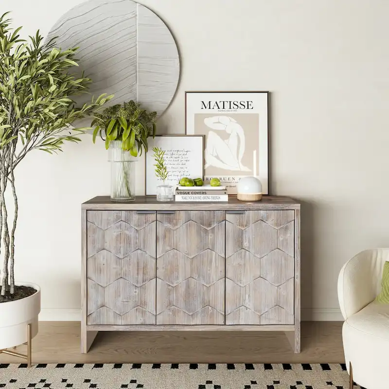 Accent Cabinet Farmhouse Style Wooden Cabinet Sideboard Buffet