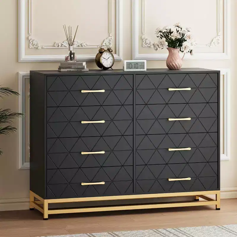 Acekool 8-Drawer Dresser & TV Stand  Large Storage Chest for Bedroom, Living Room, and Entryway