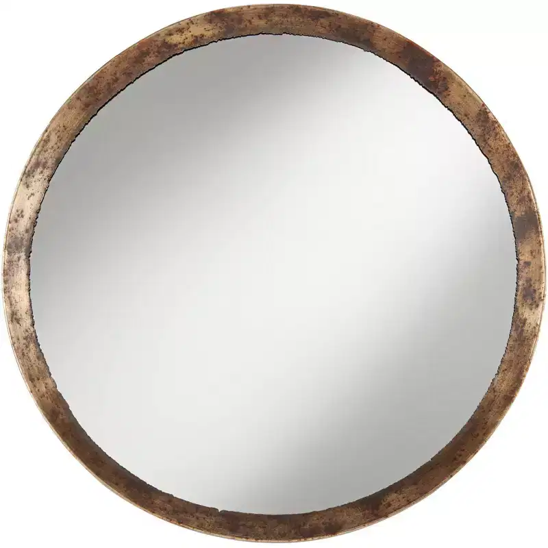 Uttermost Tortin Round Vanity Decorative Wall Mirror Rustic Hammered Jagged Metal Frame 34 Wide for Bathroom Bedroom Living Room Office Home Entryway
