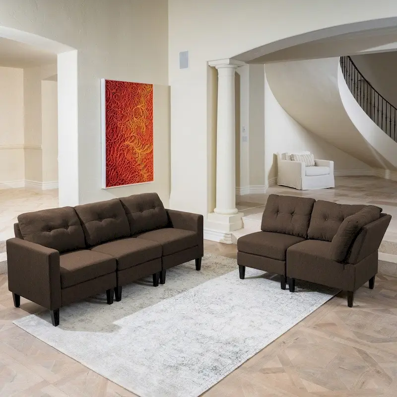 Emmie Mid-century Modern 5-piece Sectional Sofa Set by Christopher Knight Home