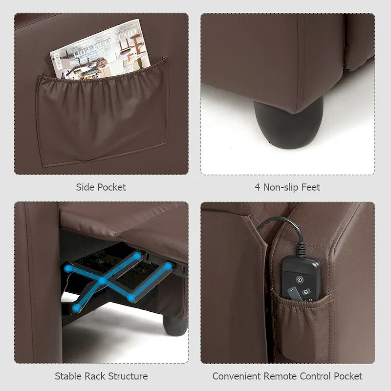 Gymax Massage Recliner Chair Single Sofa Padded Seat w/ Footrest