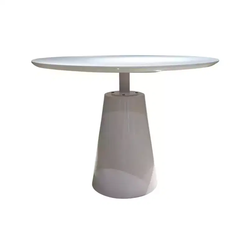 HomeRoots 42 White Wood and Metal Pedestal Base Round Top Dining Table