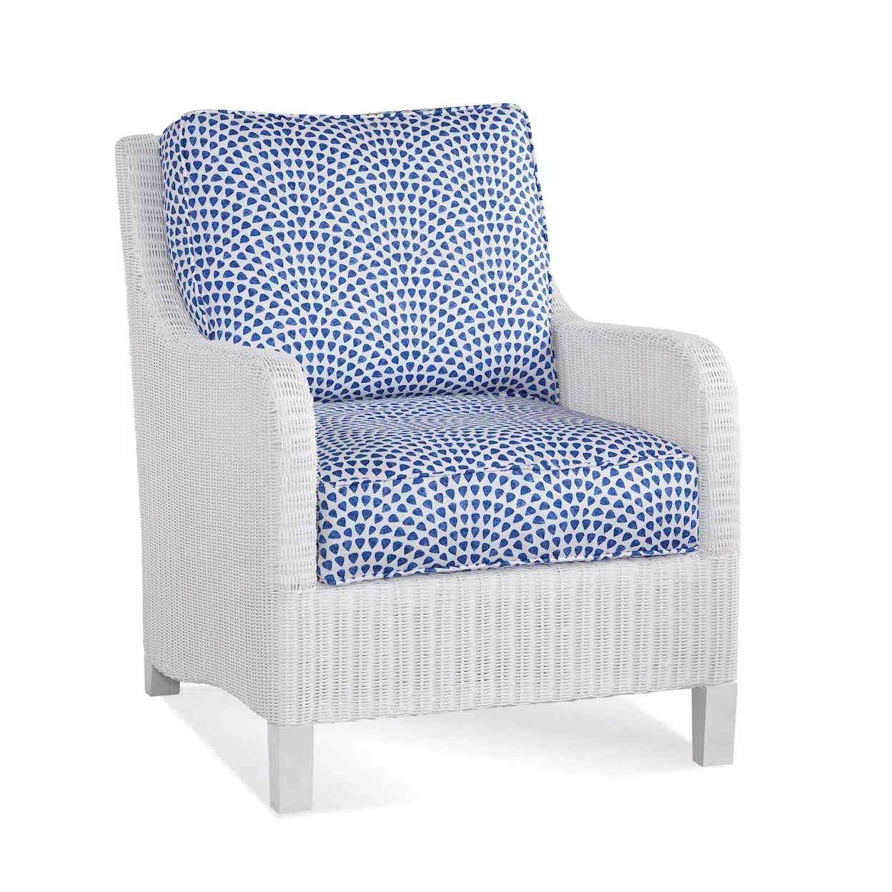 White Wicker Outdoor Lounge Chair with Cushion Patio Rattan Armchair