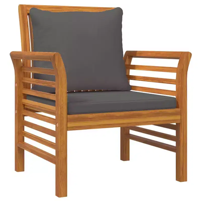 vidaXL Sofa Chair Set of 2 Dark Grey Solid acacia wood Standard