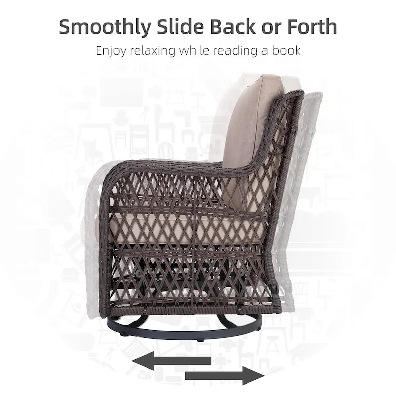 3 Pieces Rocking Wicker Bistro Set