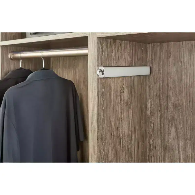 14 Pull Out Valet Rod for Closet Organization, Extendable Sliding Clothes Storage Hanging Rack w/Mounting Hardware, Chrome
