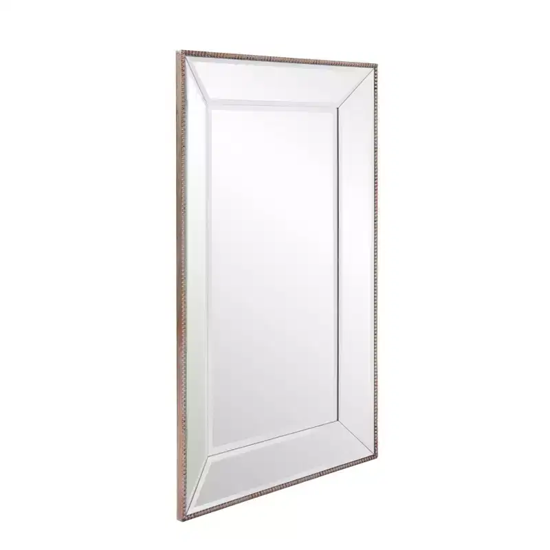 Howard Elliott 36"x24" Rectangular Vanity and Wall Mirror with Beaded Trim: Modern Style, Wood Frame, No Assembly Required