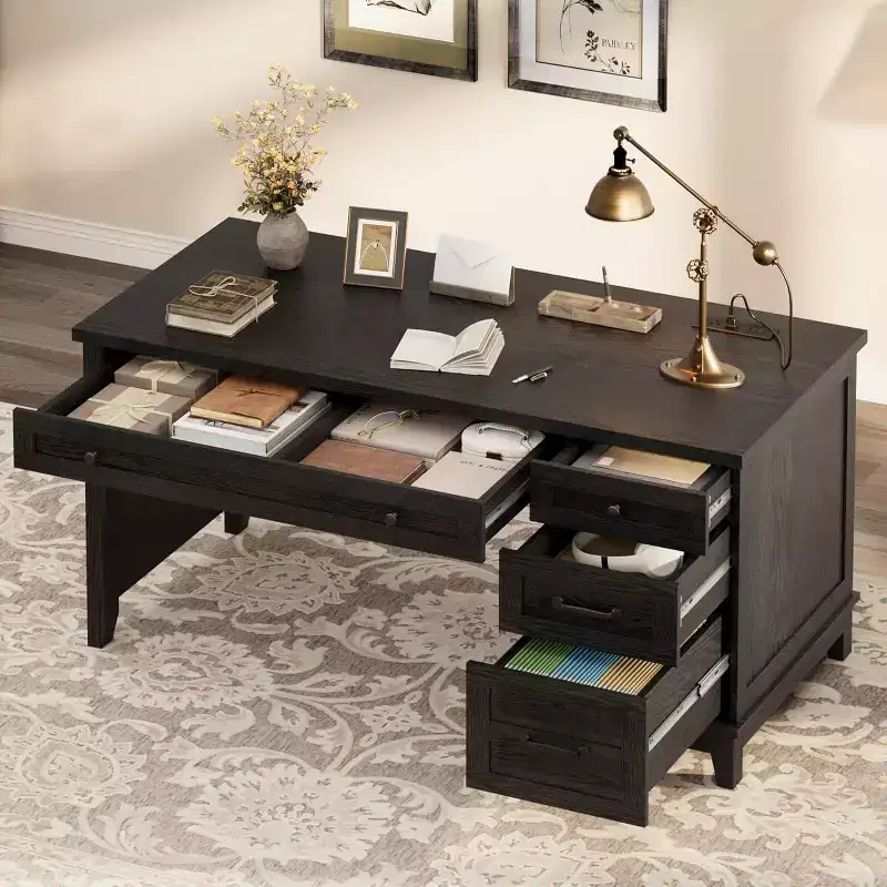 Farmhouse Office Desk with File Drawerm, Computer Desk, for Work and Study