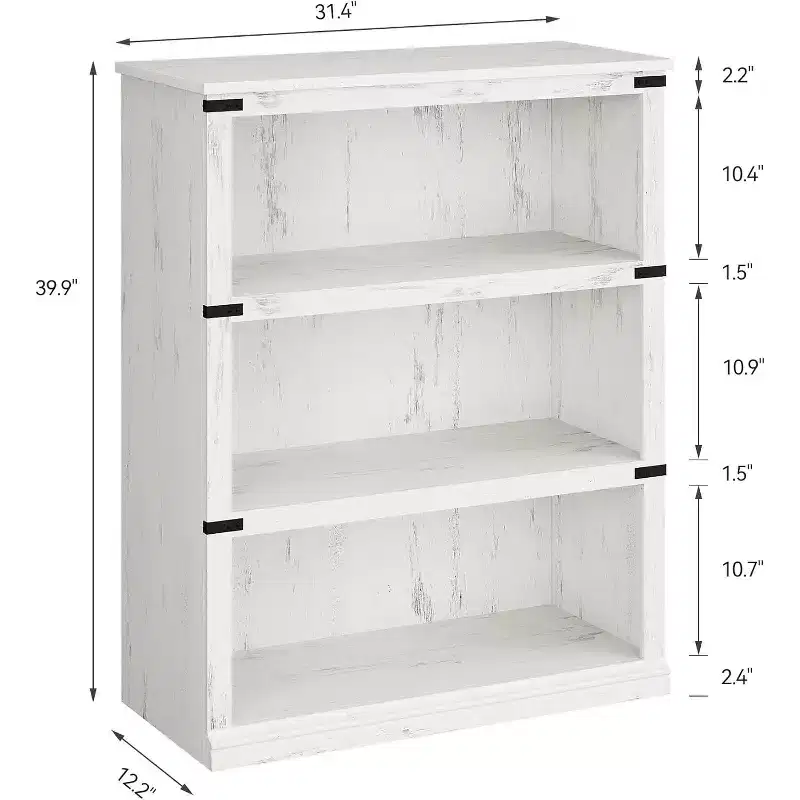 3 Tier Bookcase, Freestanding Wooden Bookshelf Storage Organizer Display Shelf, for Display of Books & Home Decor