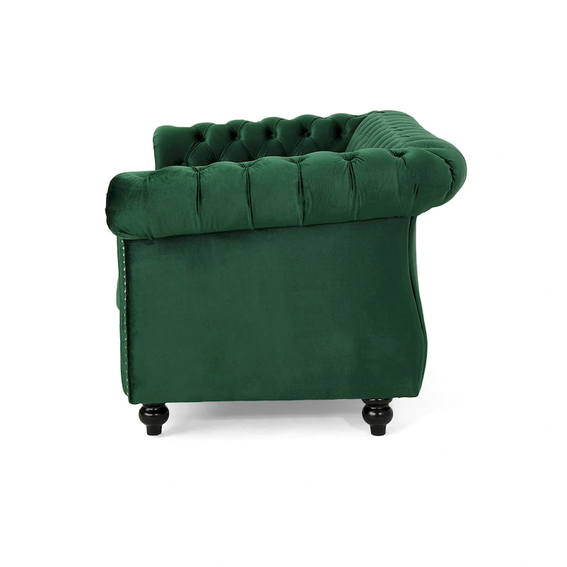 Somerville Upholstered Chesterfield Nailhead Loveseat by Christopher Knight Home