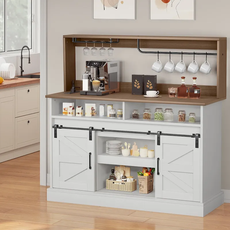 52 Farmhouse Coffee Bar Cabinet Wine Buffet Cabinet Kitchen Sideboard Buffet Cabinet