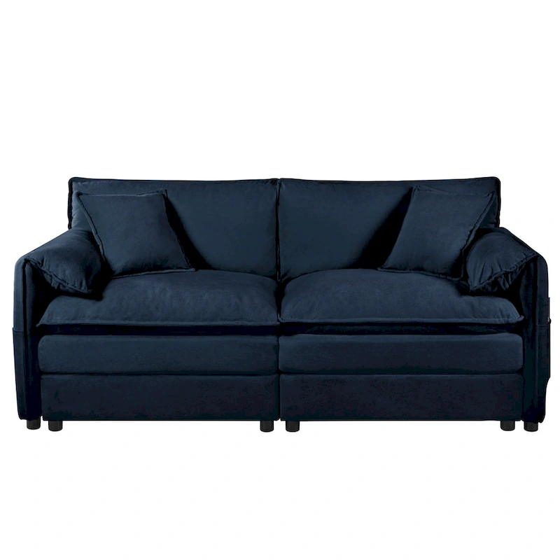2-Piece 75.59 Chenille Cloud Loveseat Sofa Set with Deep Seat and 4 Pillows