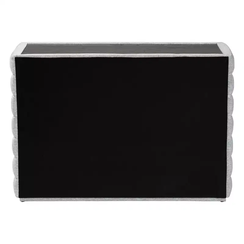Baxton Studio Cadmus Channel Tufted Fabric 4 Drawer Dresser Light Gray