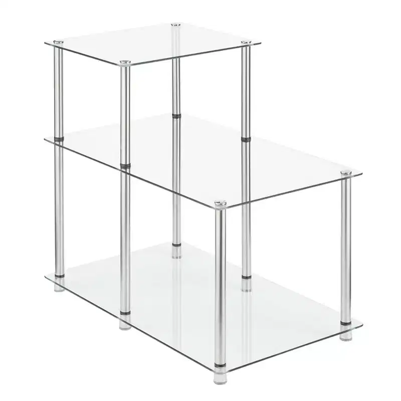 Classic Glass 3 Tier Step End Table Clear Glass