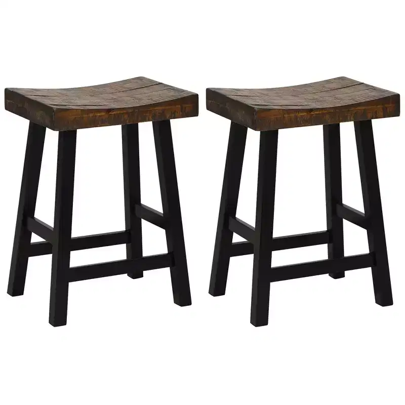 24-Inch Counter Height Bar Stool Set of 2 - Curved Saddle Seat