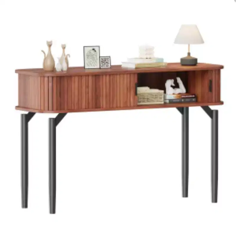 Sliding Door Console Table - Iron & MDF Construction,