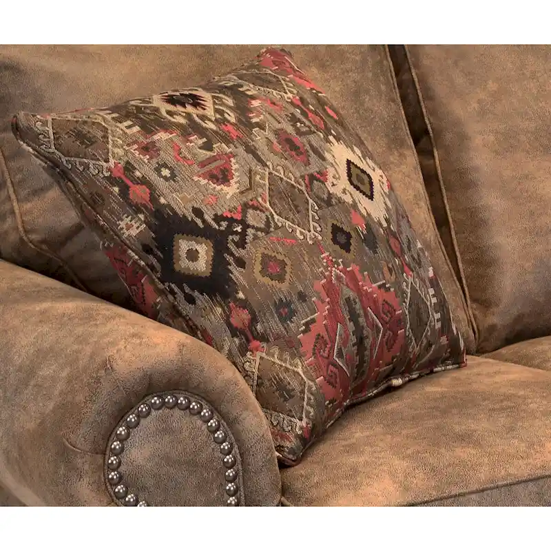 Made in USA Rancho Rustic Brown Buckskin Fabric Sofa Bed and Two Chairs Set