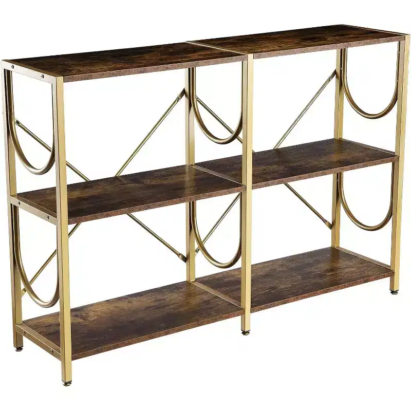 46.5 Console Table with 3 Open Shelves, Multipurpose Sofa and Entryway Table, Compact Storage and Display Rack, Double-Sized Organizer