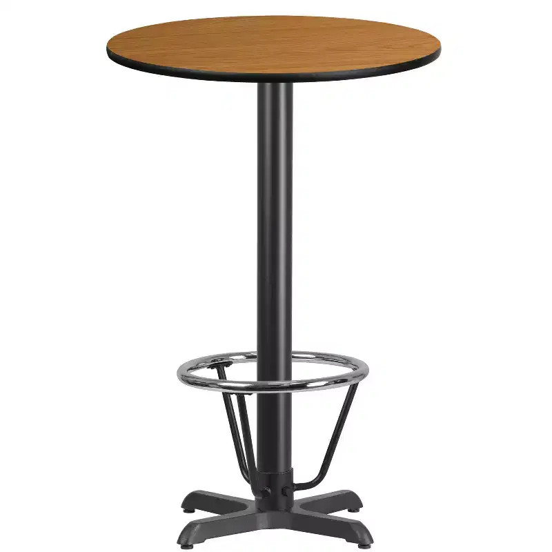Flash Furniture 24'' Round Laminate Table Top with 22'' x 22'' Bar Height Table Base and Foot Ring