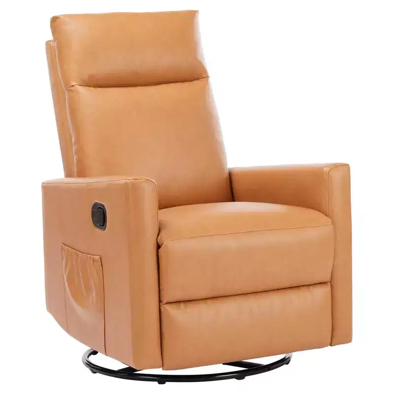 Swivel Recliner Chair,Glider Nursery Chair with Extra Large Footrest,High Back,Deep Seat,Brown Accent Chair for Living Room,Nursery,Bedroom