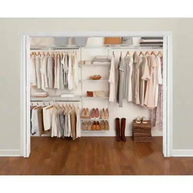 Rubbermaid FastTrack 6 to 10 Ft Wide White Wire Closet Configuration Storage Kit