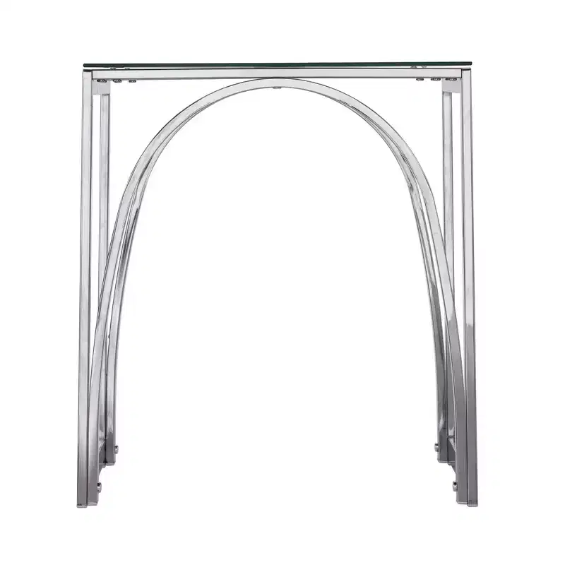 22-Inch Chrome Glass and Iron Square End Table