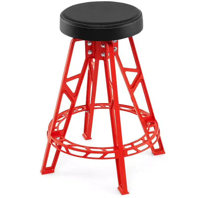 Costway 28 Inch Swivel Shop Stool with Round Padded Seat for Work Shop and Auto Repair Red + Black