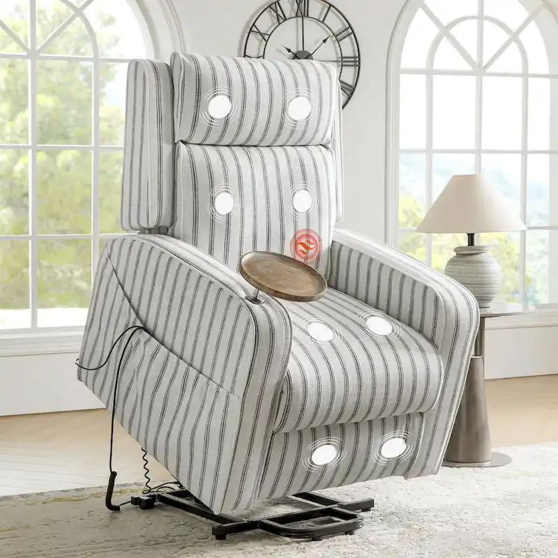 Darrell Modern Lift Assist Massage and Heating Power Recliner with Charing and Soild Wood Tray by HULALA HOME