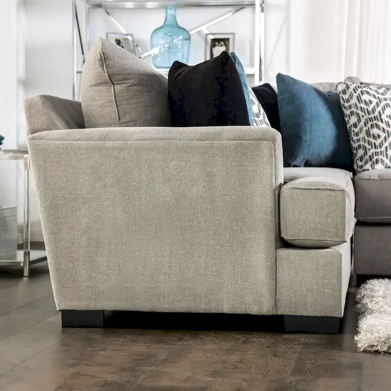 Ilka Transitional Chenille L-Shaped Flared Arms Sectional by Furniture of America